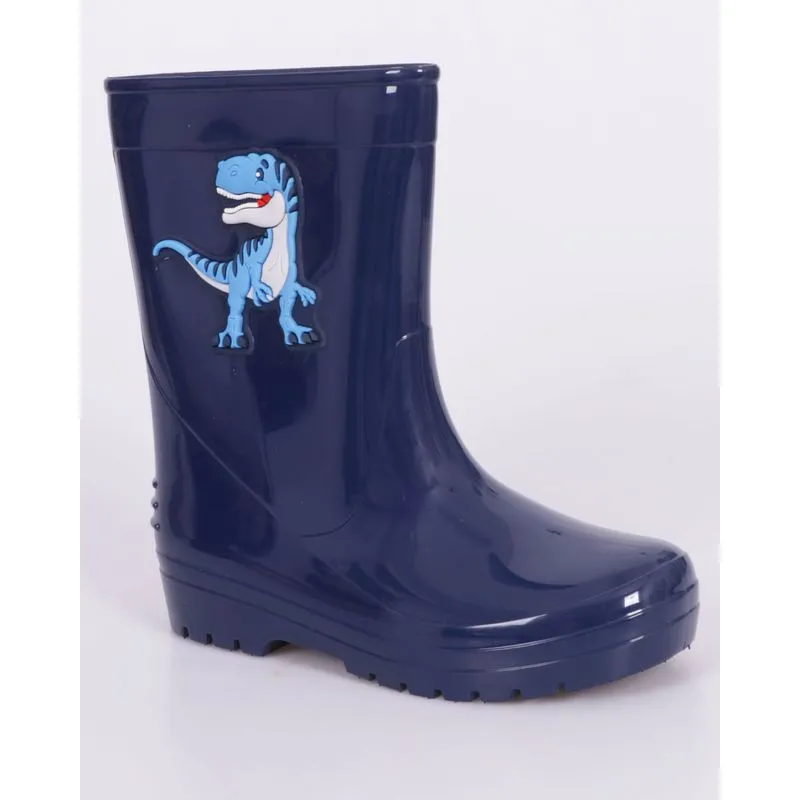 Bota Infantil Galocha Com Aplicação Dinossauro Marinho 31/32