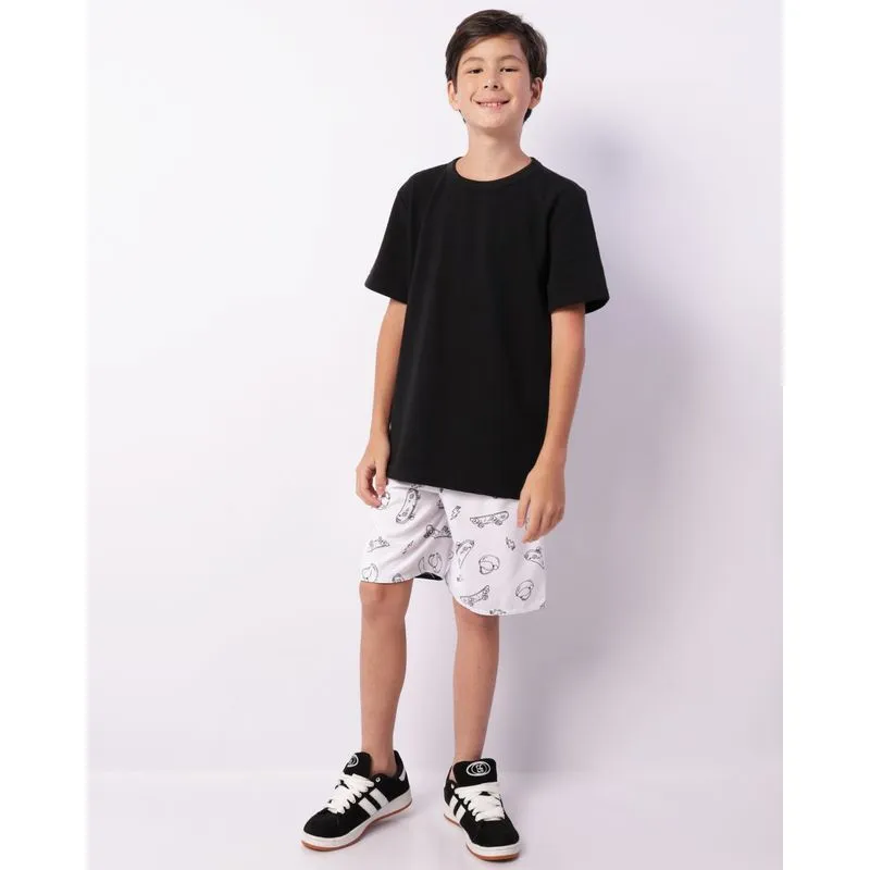 Bermuda Juvenil Reta Estampa Skate Branca 14