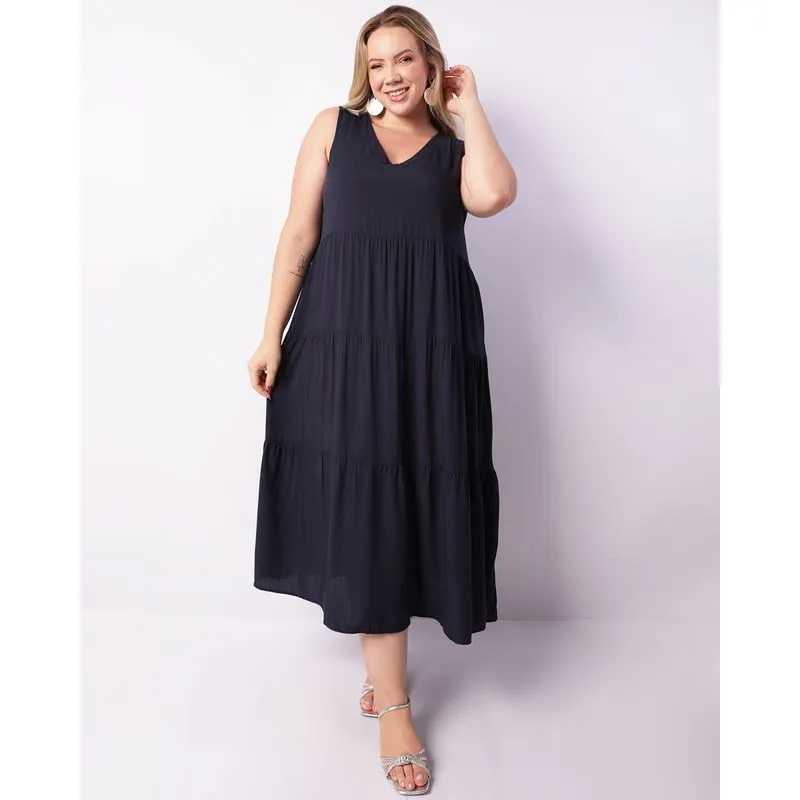 Vestido Plus Size Feminino Berry & Co. Três Marias Marinho G2