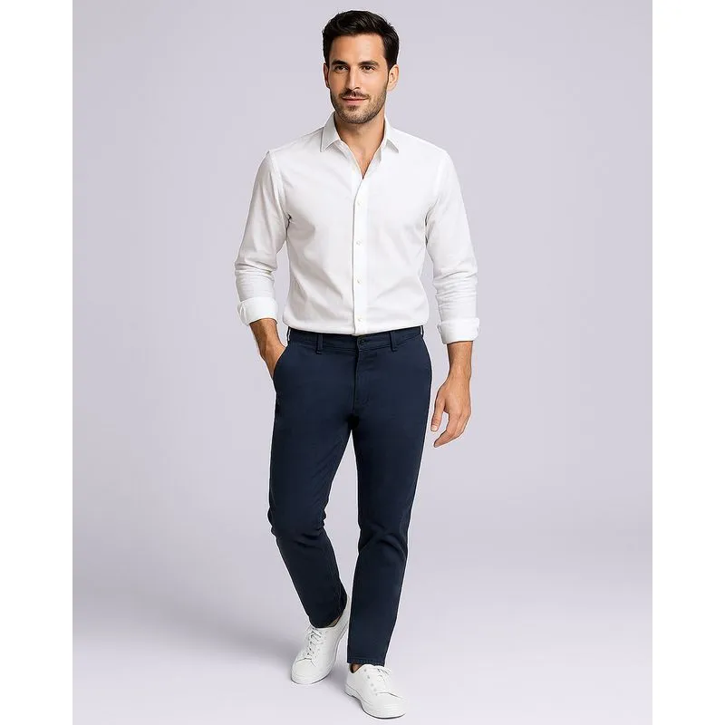 Calça Sarja Masculina Reta Alfaiataria com Bolsos Marinho 40