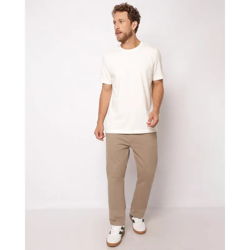 Calça Sarja Masculina Reta com Bolsos Bege 44