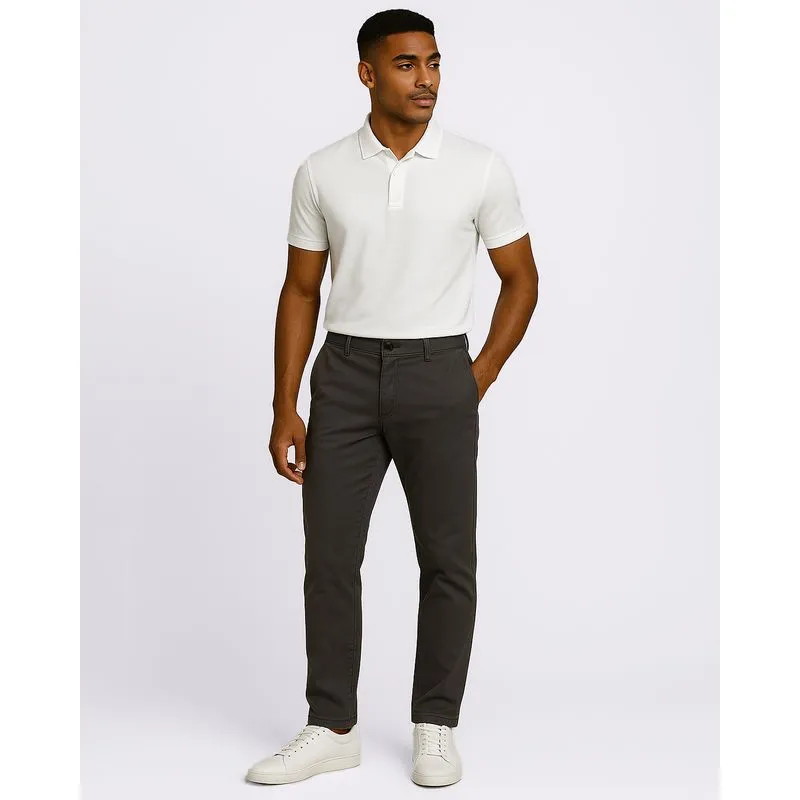 Calça Sarja Masculina Reta Alfaiataria com Bolsos Embutidos Cinza 38