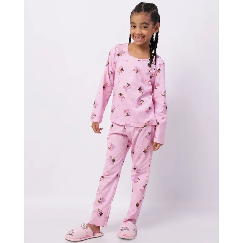 Pijama Infantil Longo Estampa Fadinhas Rosa 6