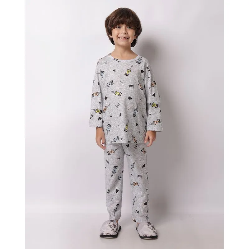 Pijama Infantil Longo Estampa Carrinhos Cinza 6