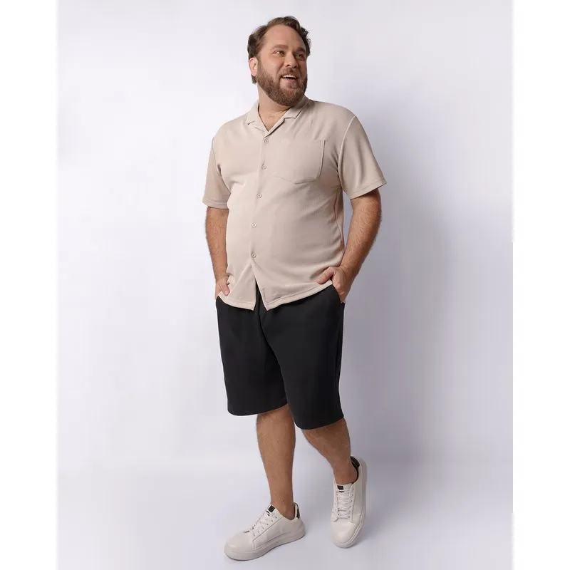 Bermuda Plus Size Masculina Cotelê Com Bolsos Preta G2