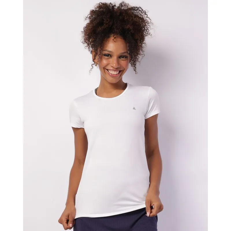 Camiseta Fitness Feminina Manga Curta Furadinha Branca G