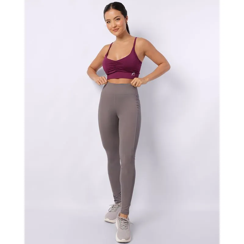 Calça Legging Fitness Feminina Poliamida Cinza GG