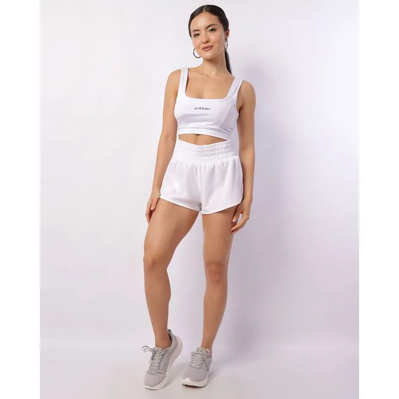Short Fitness Feminino Curto Microfibra Branco G