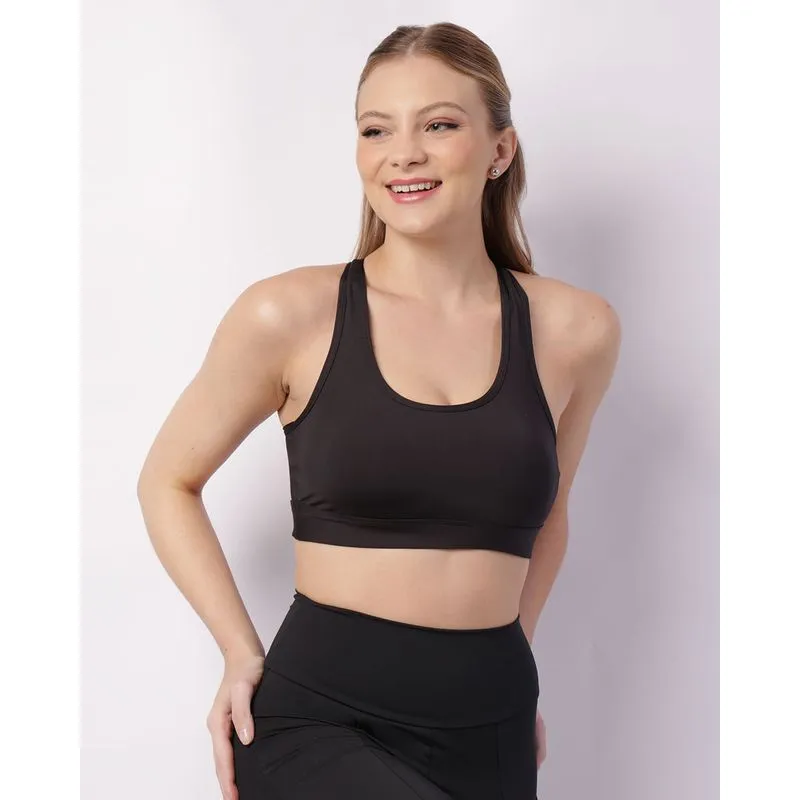 Top Fitness Feminino Fitter Cruzado Com Bojo Removível Preto M