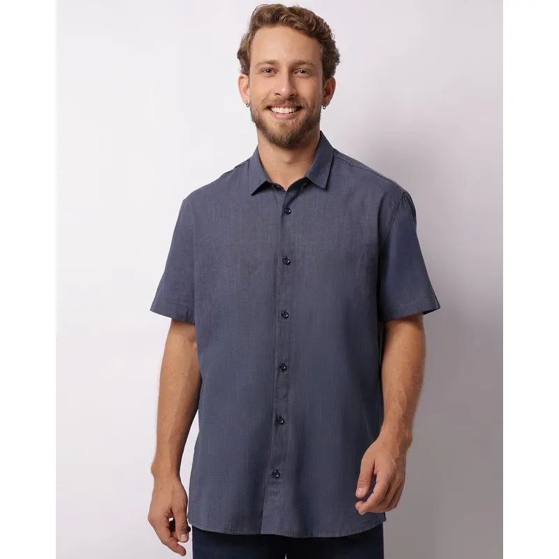 Camisa Masculina Manga Curta Marinho 1