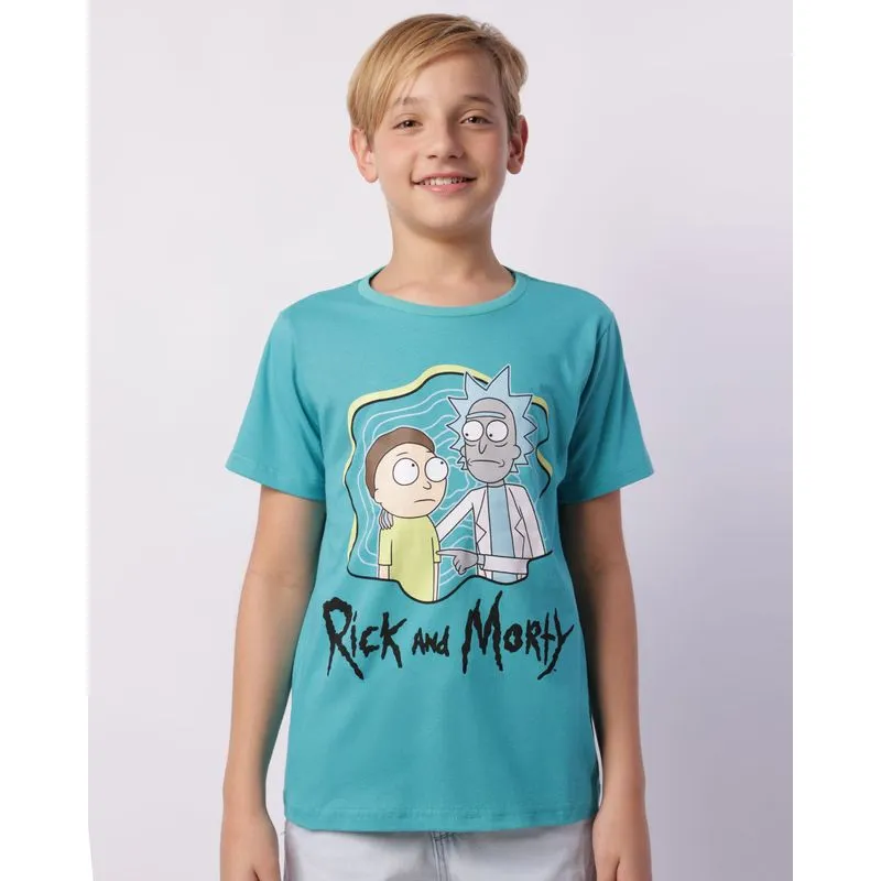 Camiseta Juvenil Rick And Morty Manga Curta Verde 10