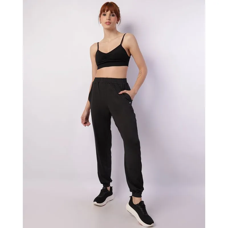 Calça Fitness Feminina Fitter Recorte Telado Bolsos Preta G