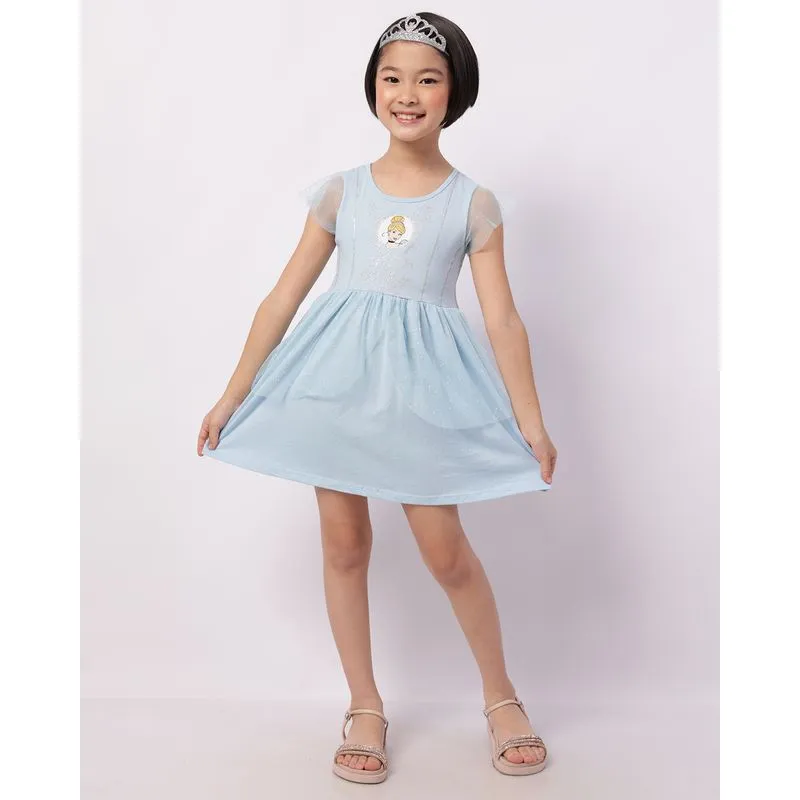 Vestido Infantil Curto Disney Cinderela com Tule + Brinde Azul 8