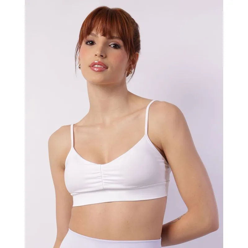 Top Fitness Feminino Fitter com Bojo Removível Branco P