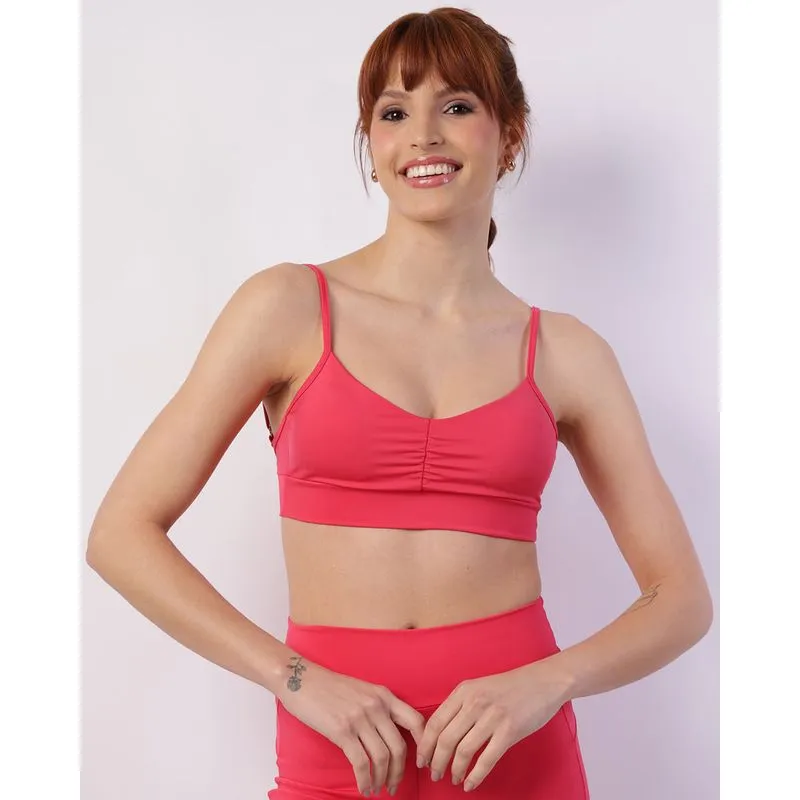 Top Fitness Feminino Fitter com Bojo Removível Rosa GG