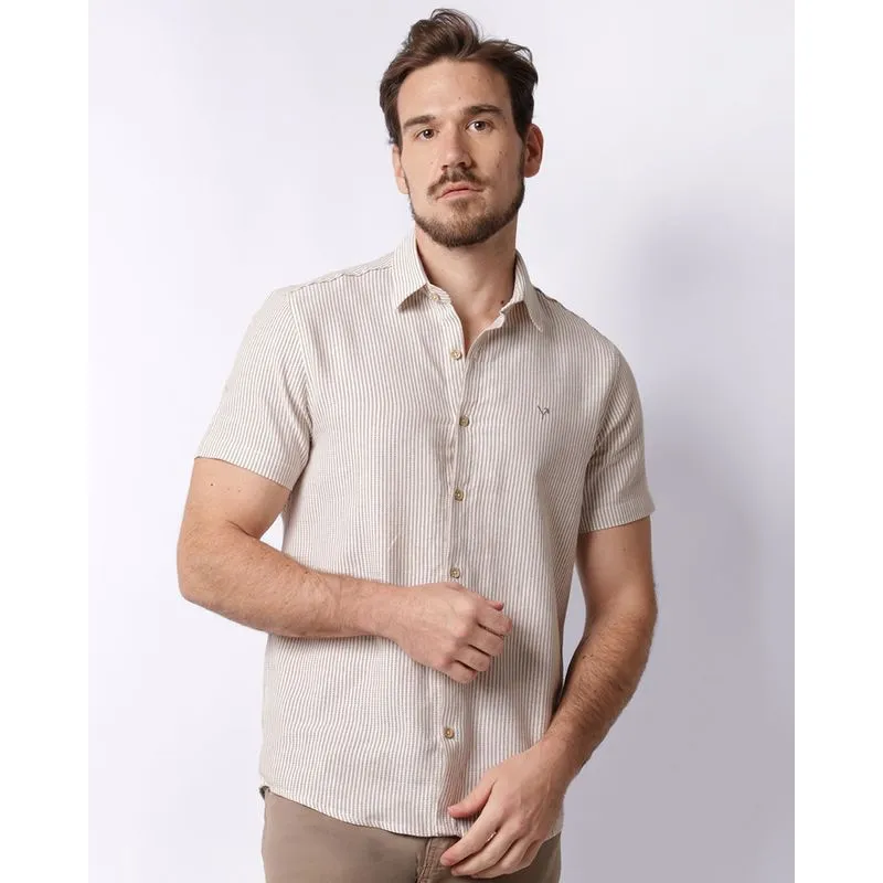 Camisa Masculina Manga Curta Jacquard Listrada Off White M