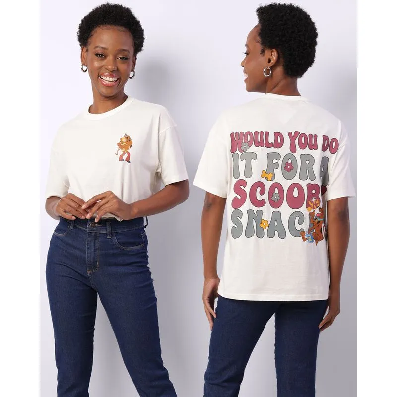 Camiseta Feminina Algodão Scooby-Doo Manga Curta Off White GG