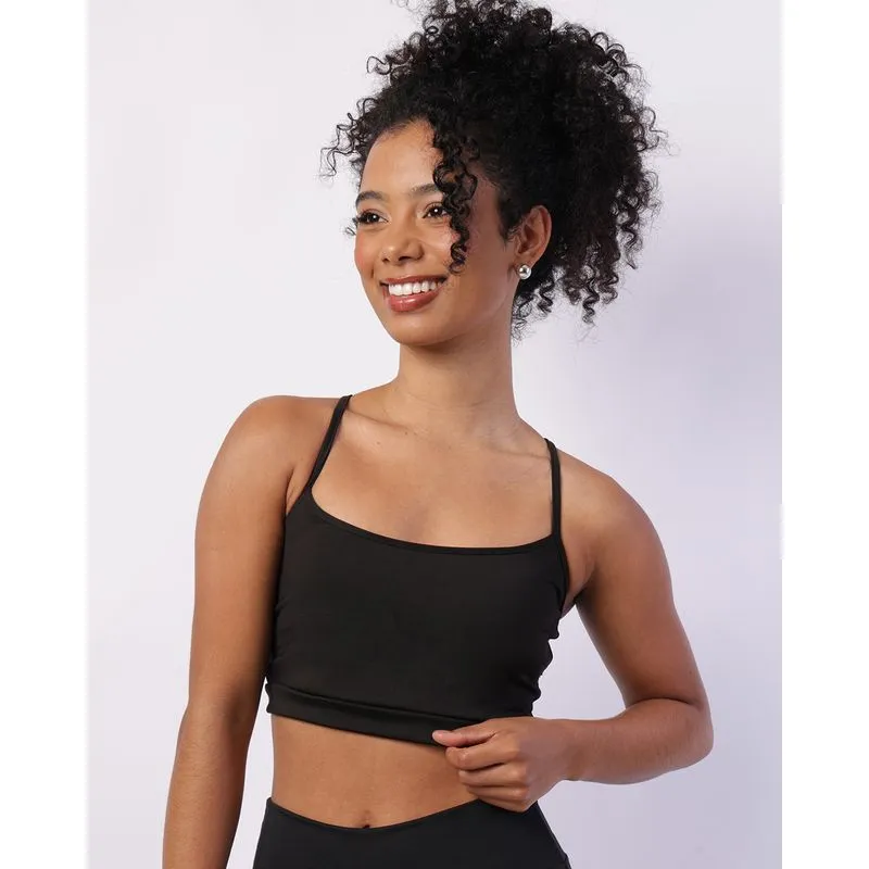 Top Fitness Feminino Fitter + Brinde Elástico Cabelo Preto GG