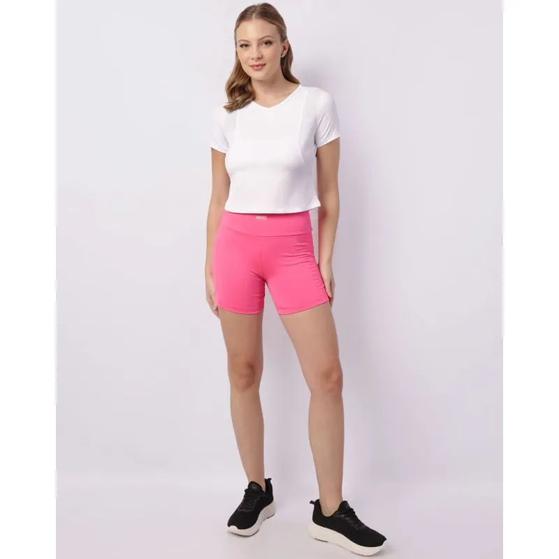 Bermuda Fitness Feminina Ciclista Fitter Texturizada Bolsos Rosa G