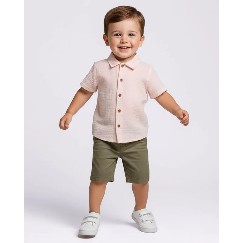 Camisa Bebê Algodão Texturizado Bege Claro 1
