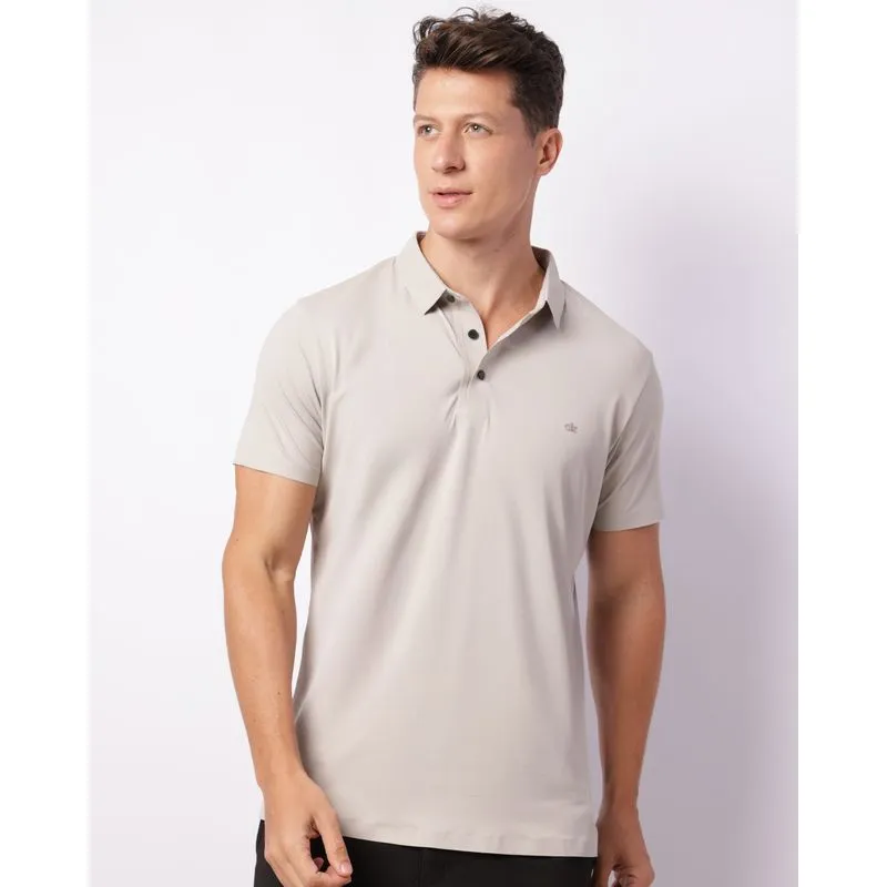 Camisa Polo Masculina Manga Curta Cinza P