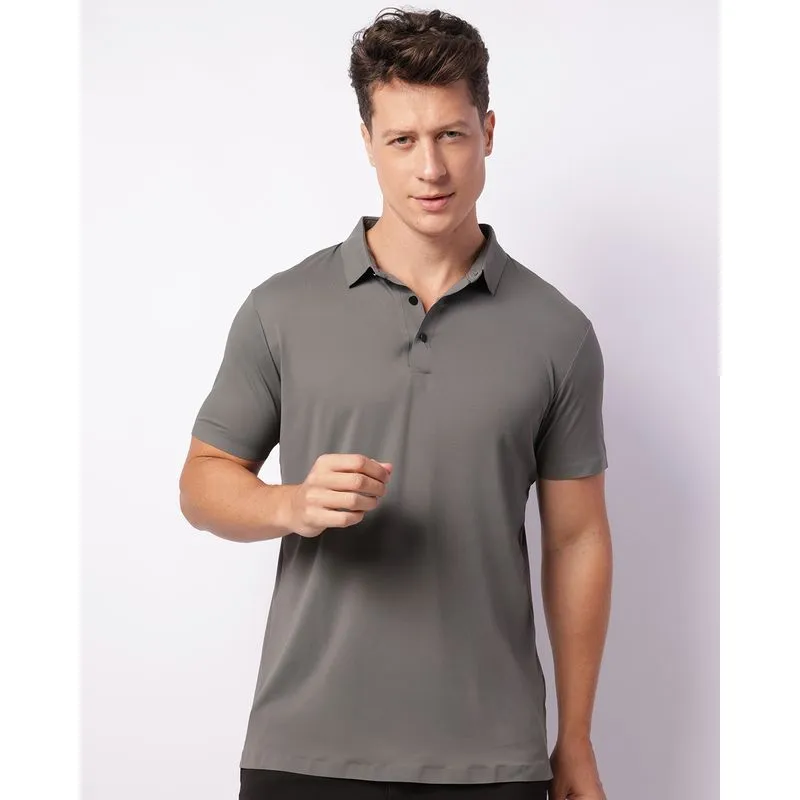 Camisa Polo Masculina Manga Curta Cinza GG