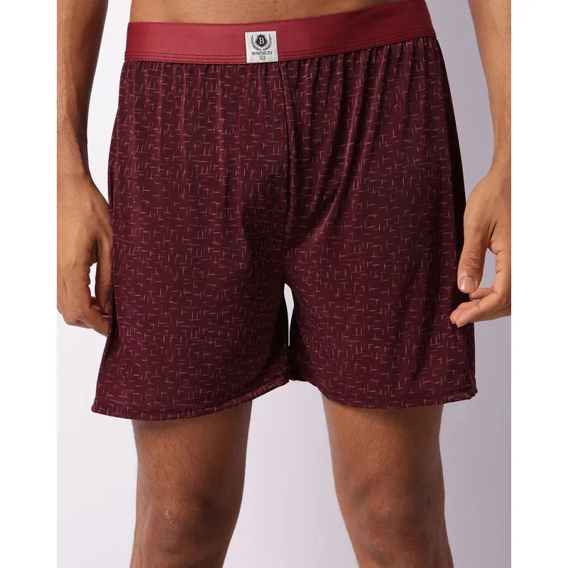 Samba Canção Masculina Estampada Vinho G