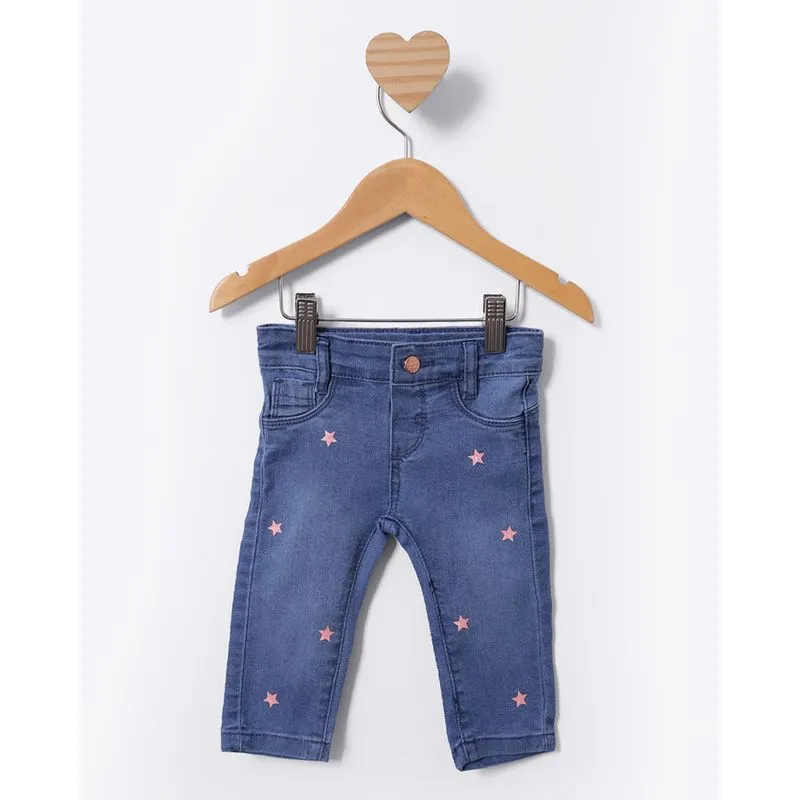 Calça Jeans Bebê Skinny com Estrelas Azul G