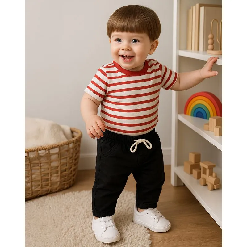 Calça Bebê Sarja Jogger Com Bolsos Preta M