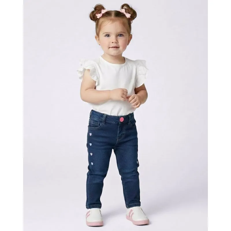 Calça Jeans Bebê Skinny com Bordado Azul 2