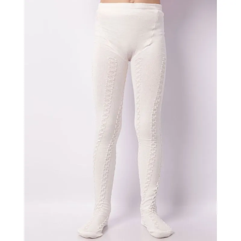 Meia Calça Infantil Texturizada Off White 9 AO 12