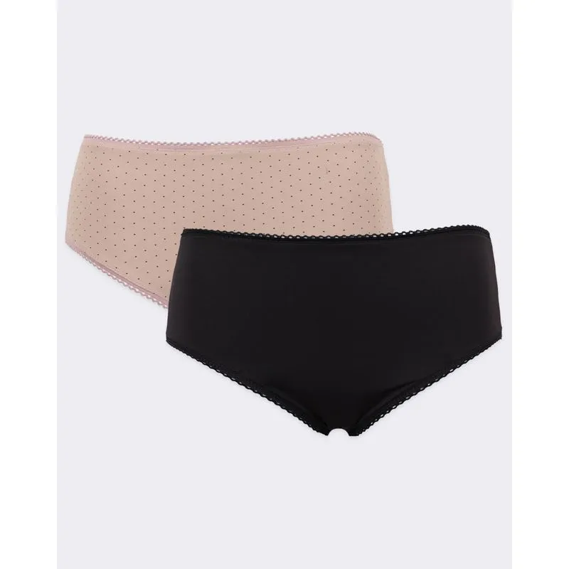 Kit 2 Calcinhas Femininas Biquíni Branca Bege E Preta G