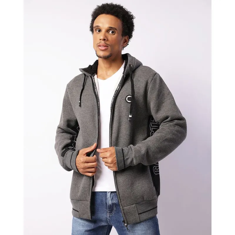 Jaqueta Moletom Masculina Gangster Com Capuz Cinza P