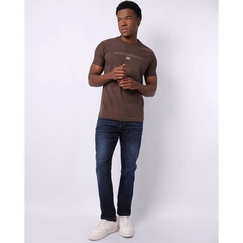 Calça Jeans masculina Slim com Bolsos Pespontada Azul 38