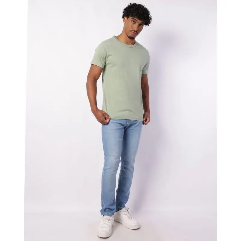 Calça Jeans Masculina Slim Delavê Pespontada Azul 40