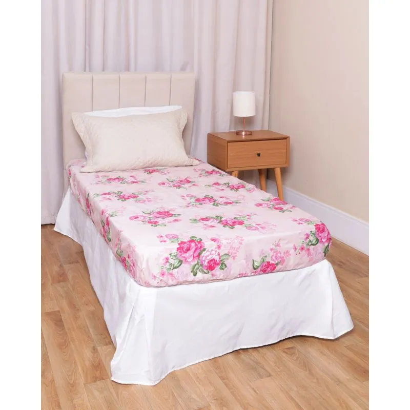 Lençol Solteiro Avulso Arte & Cazza Com Elástico Estampado Rosa UN