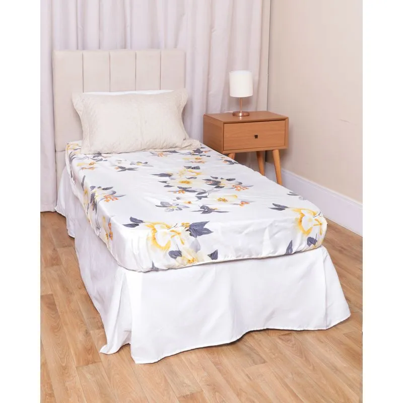 Lençol Solteiro Avulso Arte & Cazza Com Elástico Estampado Bege UN