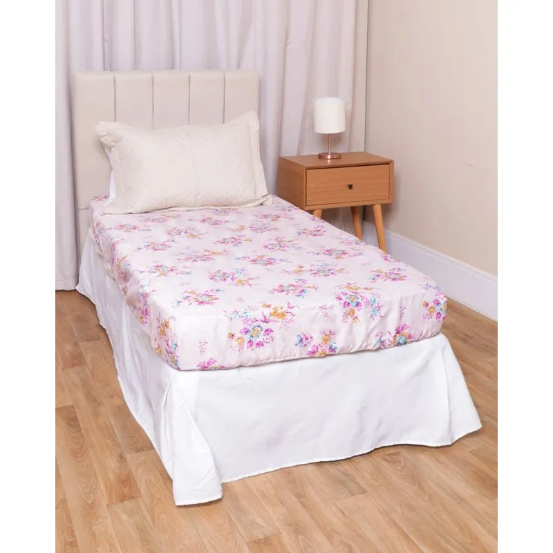 Lençol Solteiro Avulso Arte & Cazza Com Elástico Estampado Rosa UN