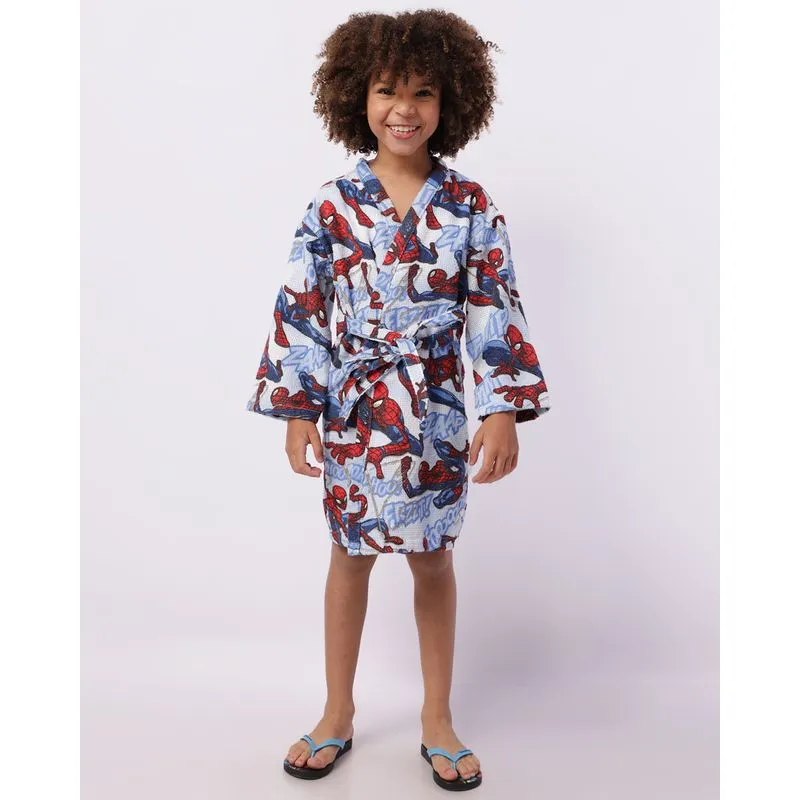 Roupão Infantil Kimono Marvel Homem Aranha Azul P