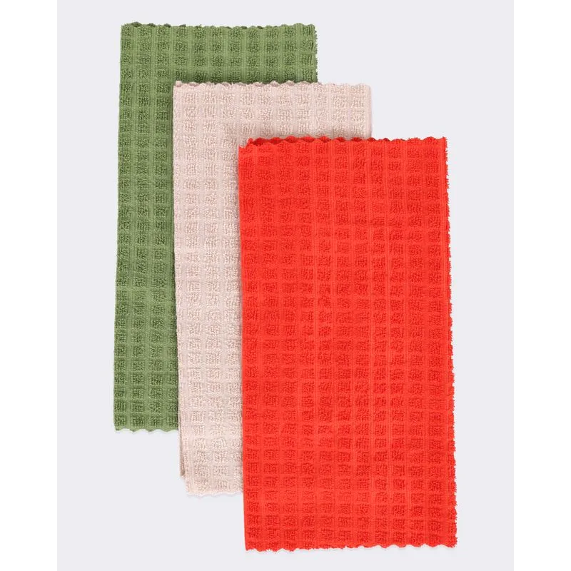Kit 3 Panos Microfibra 30cmx30cm Verde Bege Laranja UN