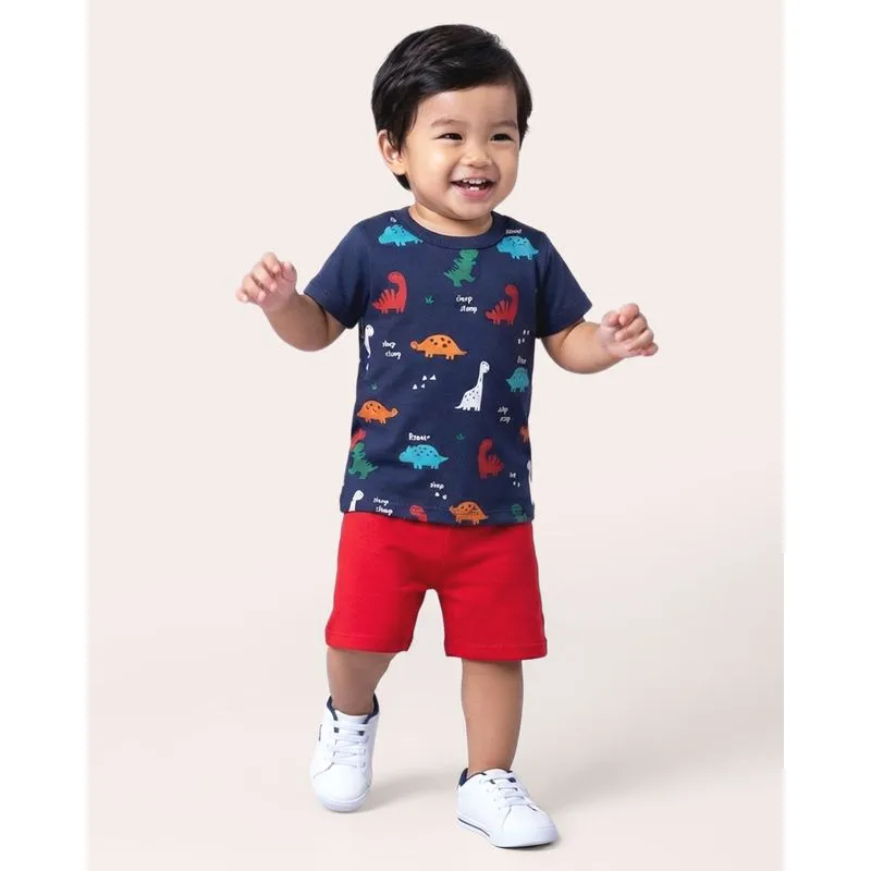 Conjunto Bebê Algodão Estampa Beach Go Marinho 1