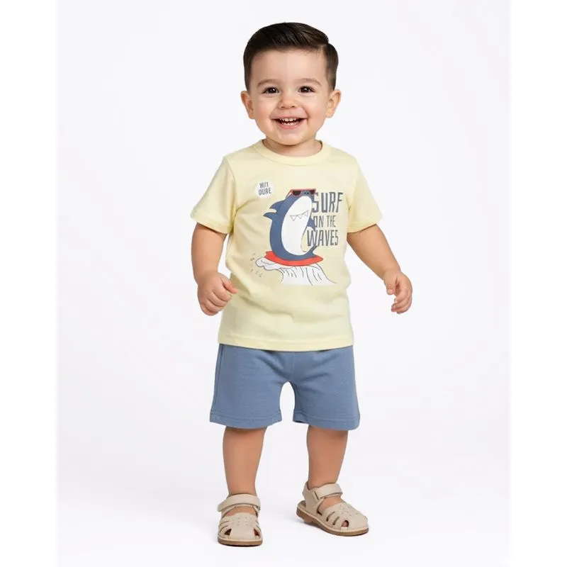 Conjunto Bebê Curto Algodão com Estampa Amarelo 2