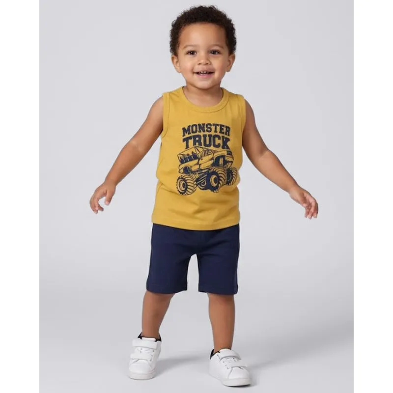 Conjunto Bebê Regata Algodão com Estampa Mostarda 2