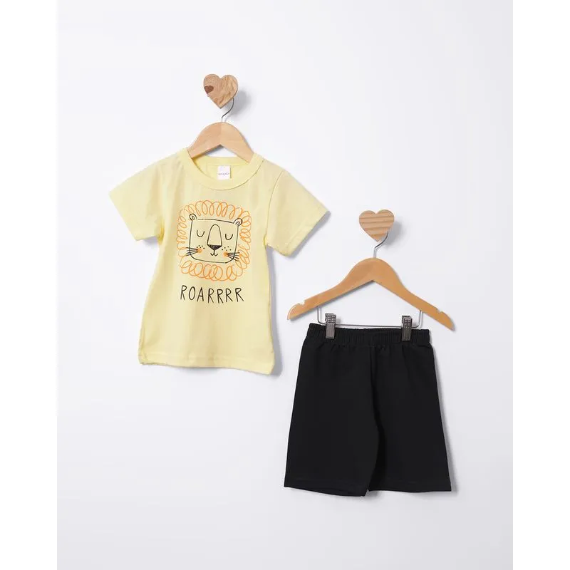 Conjunto Bebê Curto Estampa Leãozinho Amarelo 2