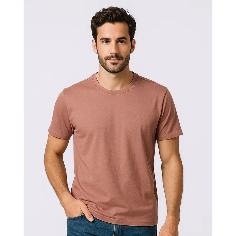 Camiseta Masculina Básica Manga Curta Marrom G