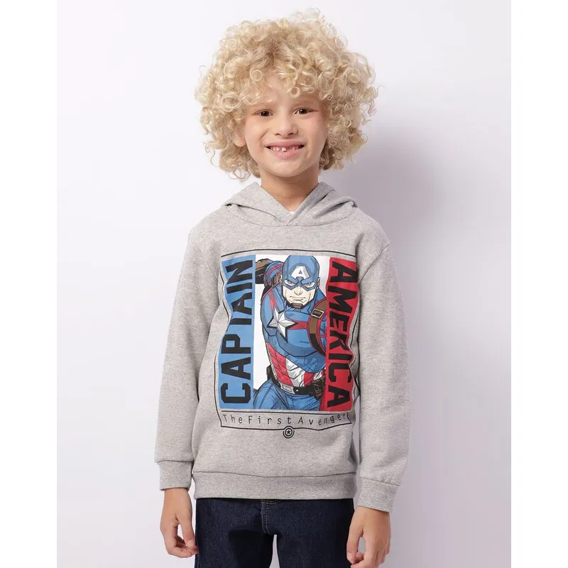 Blusão Moletom Infantil Marvel Capitão America Cinza 12