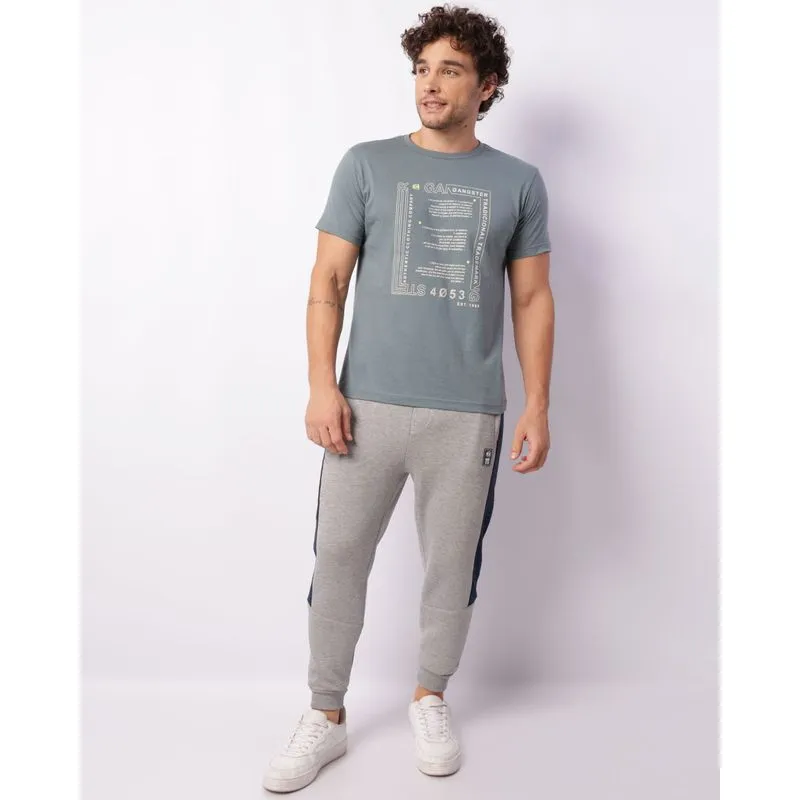 Calça Moletom Masculina Gangster Jogger Cós Duplo Cinza G