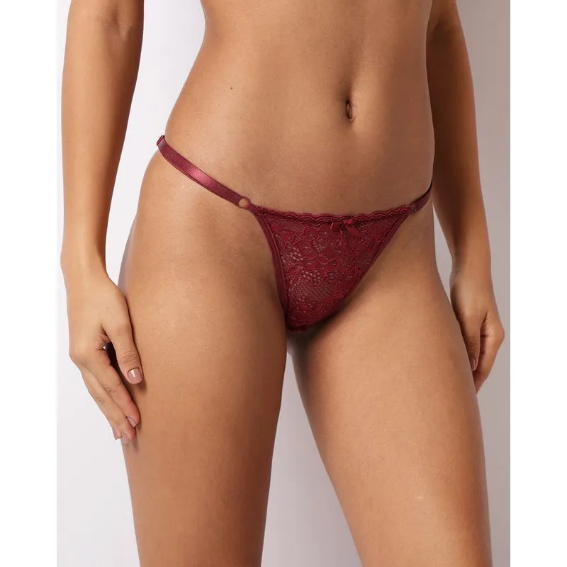 Calcinha Feminina String Renda Vinho G