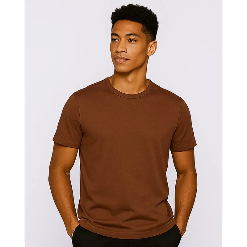 Camiseta Masculina Básica Manga Curta Marrom GG