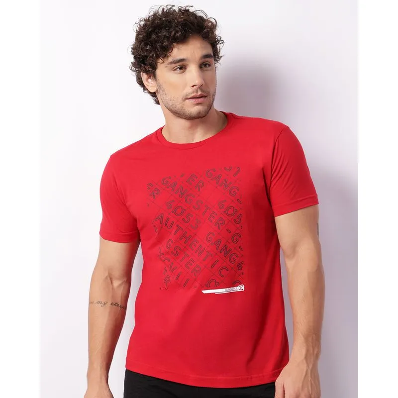 Camiseta Masculina Gangster Manga Curta Vermelha GG
